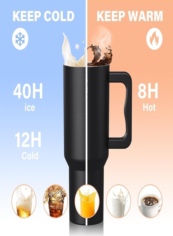 MeRaYo Tumbler with Lid and Straw Insulated Coffee Tumbler Steel Tumblr with Lid Leak Proof for Coffee Juice Smoothies Ice Tea (Black Color) (1200ml) - Image 2